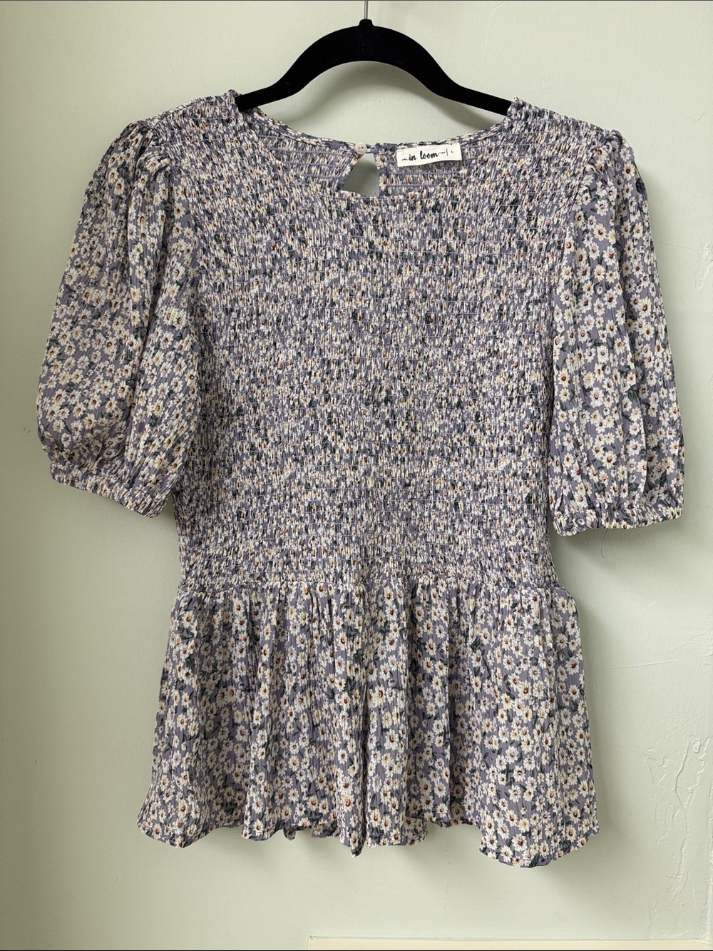 Lou & Grey Lilac Floral Smocked Peplum Tunic